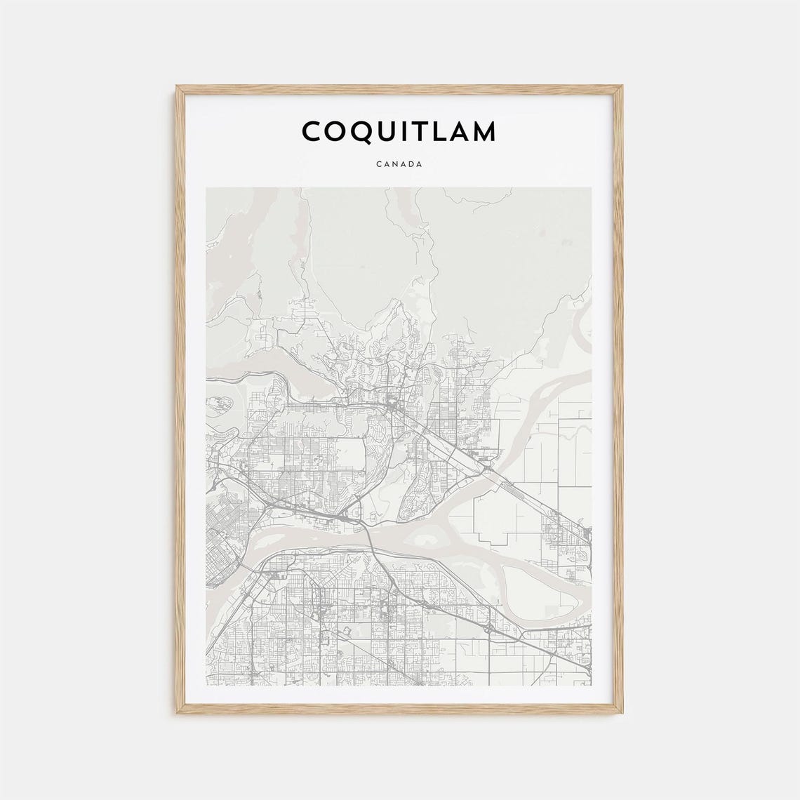 Coquitlam Canada Street Map Poster Minimalist Modern Wall Decor