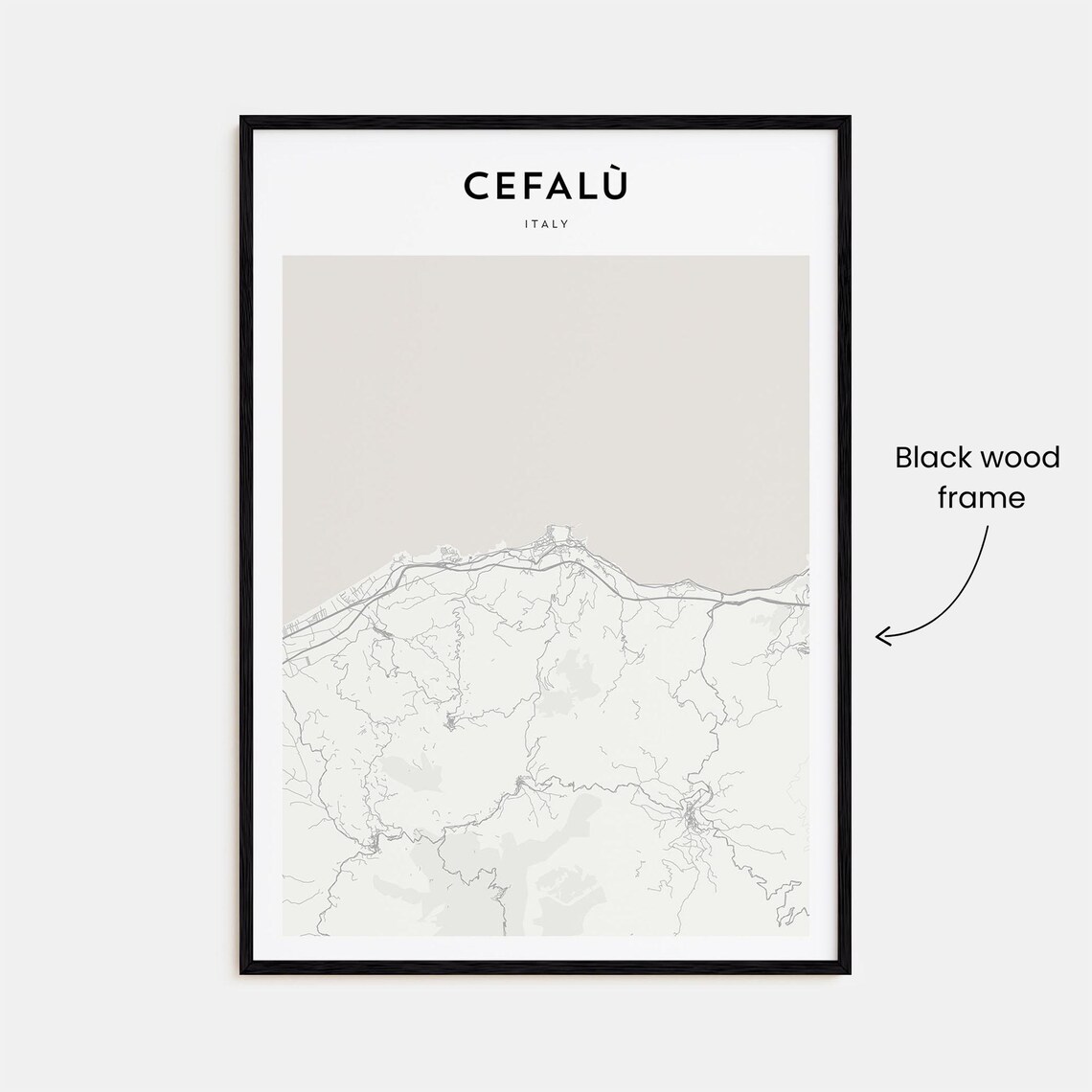 Cefalu Sicily Italy Minimalist Coastal Street Map Modern Wall Art - Image 3