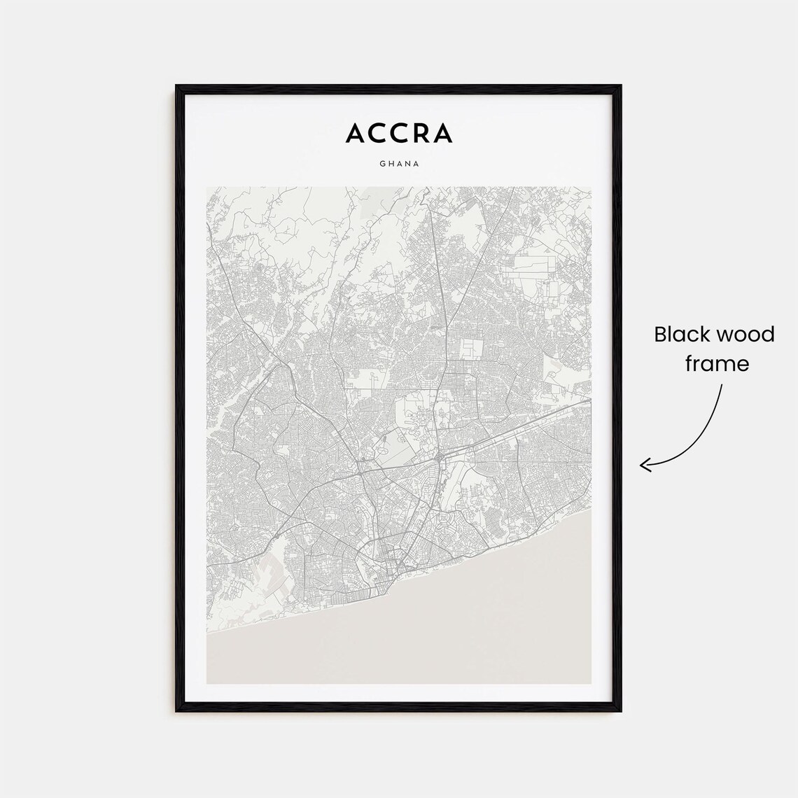 Accra Ghana Minimalist Coastal City Street Map Travel Poster - Image 3