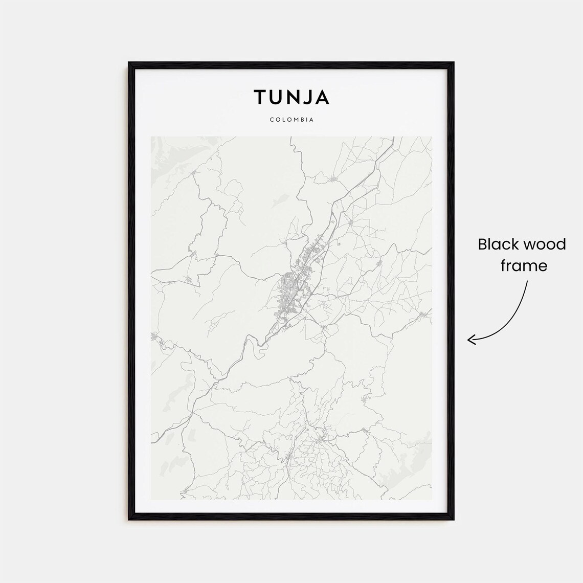 Tunja Colombia Minimalist Black White City Map Fine Art Print - Image 3
