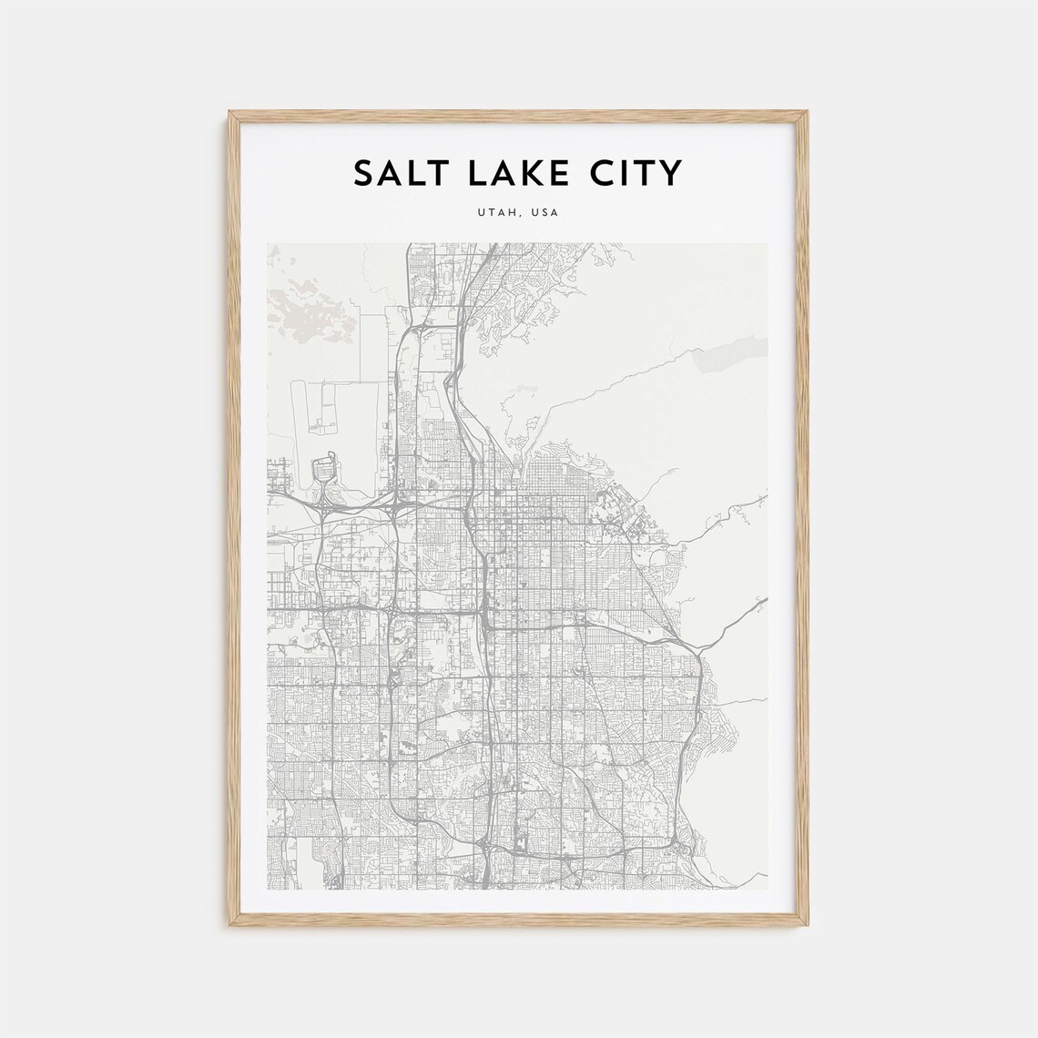 Salt Lake City Utah USA Minimalist Black White City Map Street Poster