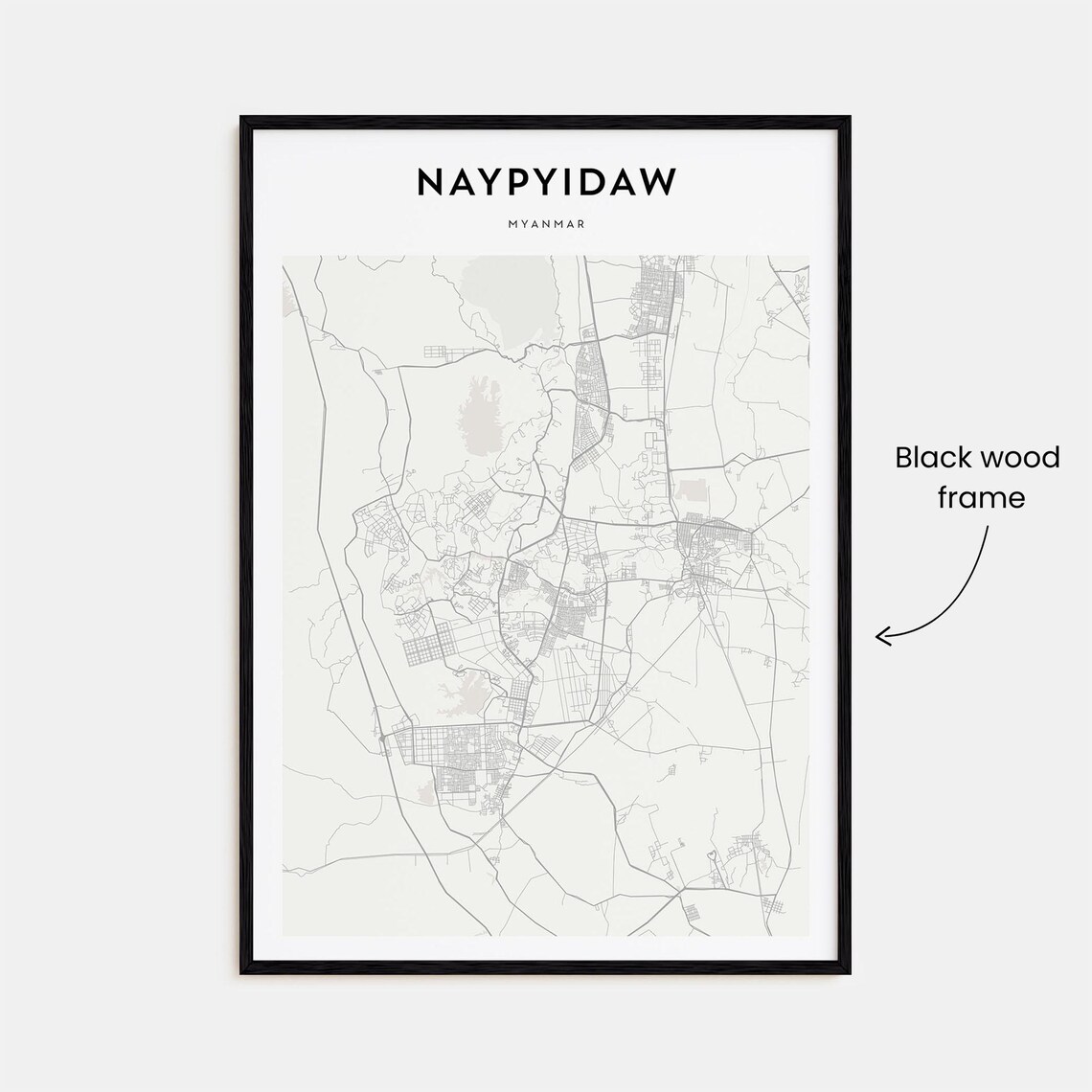 Naypyidaw Myanmar Minimalist Street Map Planned Capital City Poster - Image 3