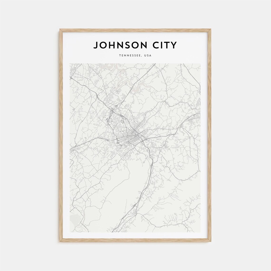 Johnson City Tennessee Minimalist City Street Map Art Poster