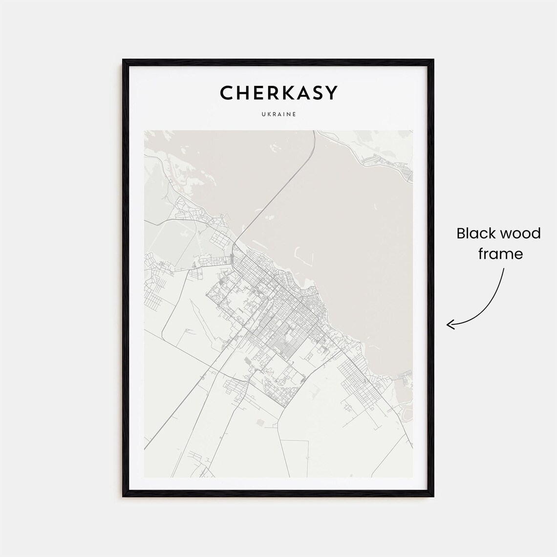 Cherkasy Ukraine Minimalist City Street Map Beige Travel Poster - Image 3