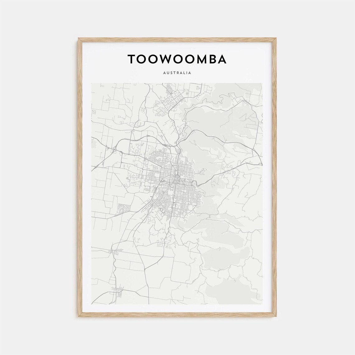 Toowoomba Australia Minimalist City Street Map Travel Poster
