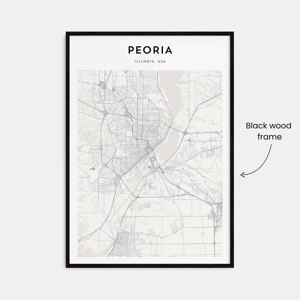 Peoria Illinois USA Minimalist Street Map Modern Decor Art Poster - Image 3