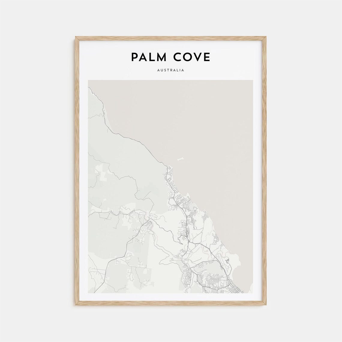Palm Cove Australia Minimalist Black And White Street Map Poster