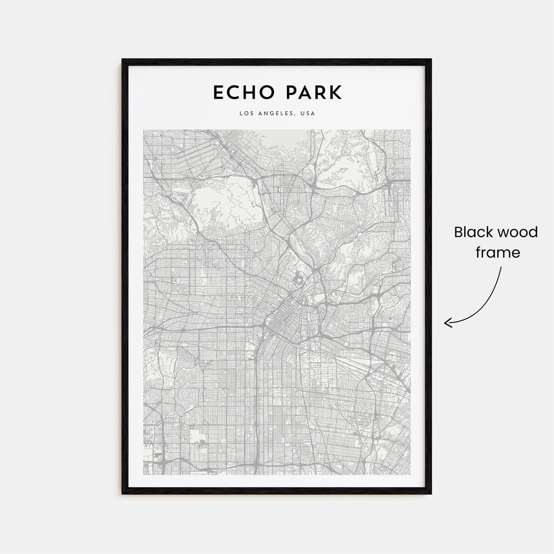 Echo Park Los Angeles Minimalist Beige City Street Map Poster Art - Image 3