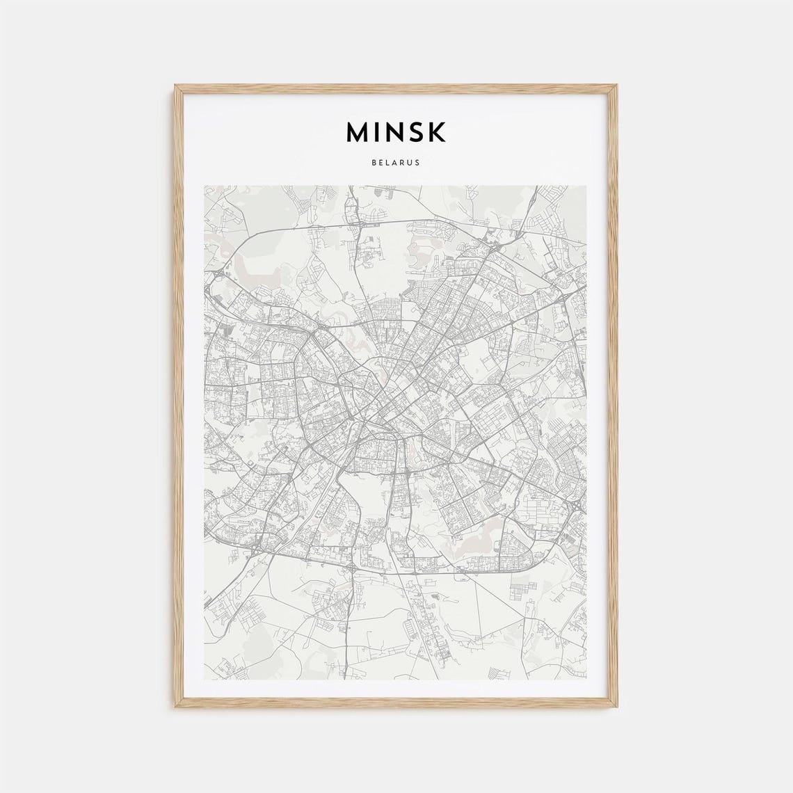 Minsk Belarus Minimalist City Street Map Poster Modern Travel Artwork
