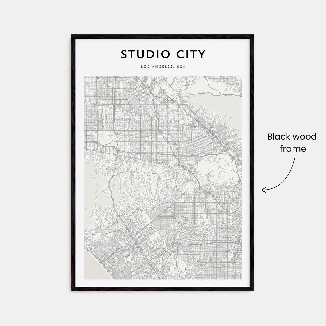 Studio City Los Angeles Minimalist Street Grid Map Home Decor Poster - Image 3