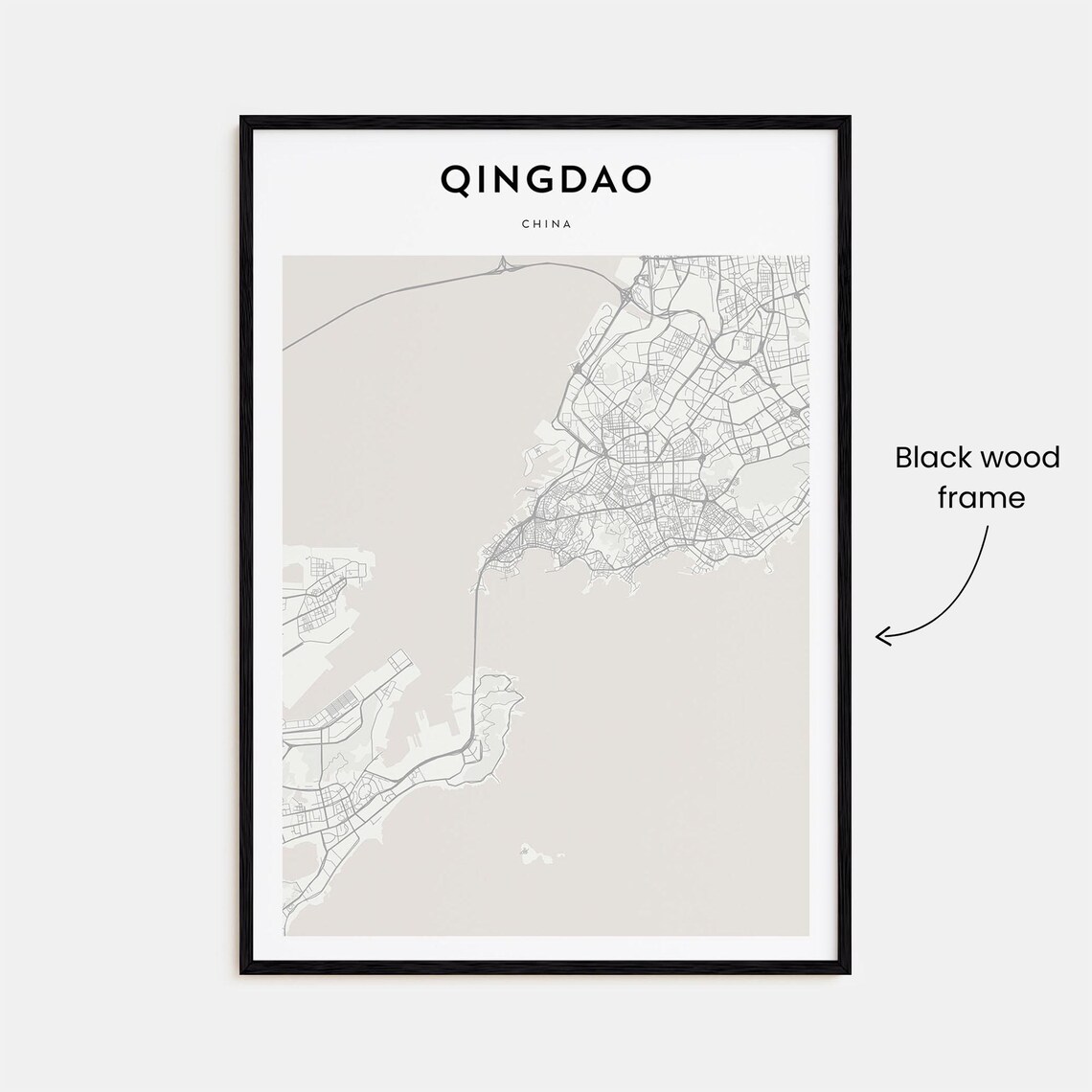 Qingdao China Modern Minimalist City Street Map Travel Poster - Image 3