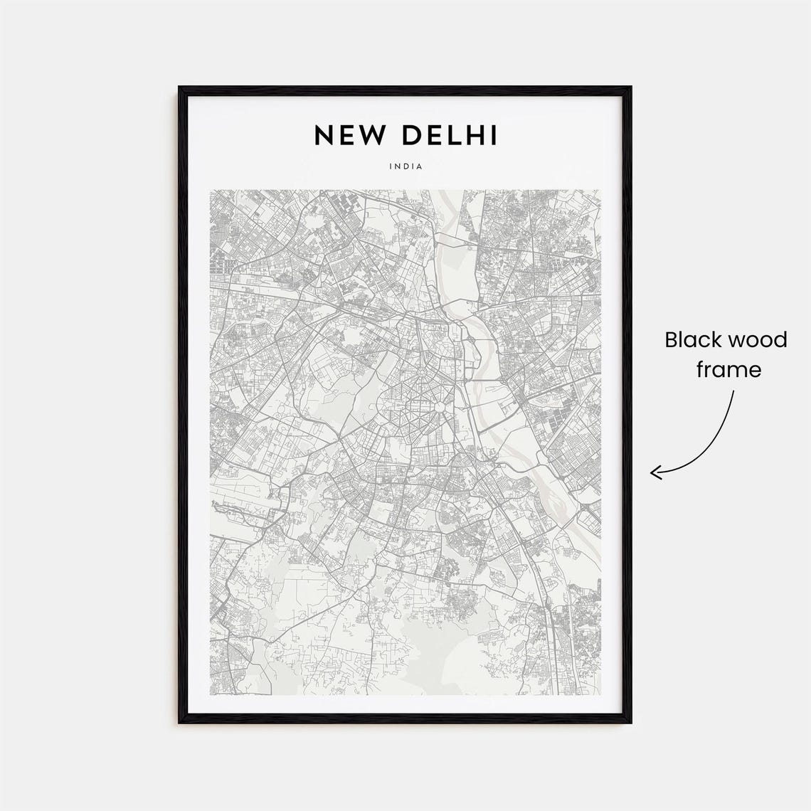 New Delhi India Street Map Poster Minimalist Modern Wall Decor - Image 3
