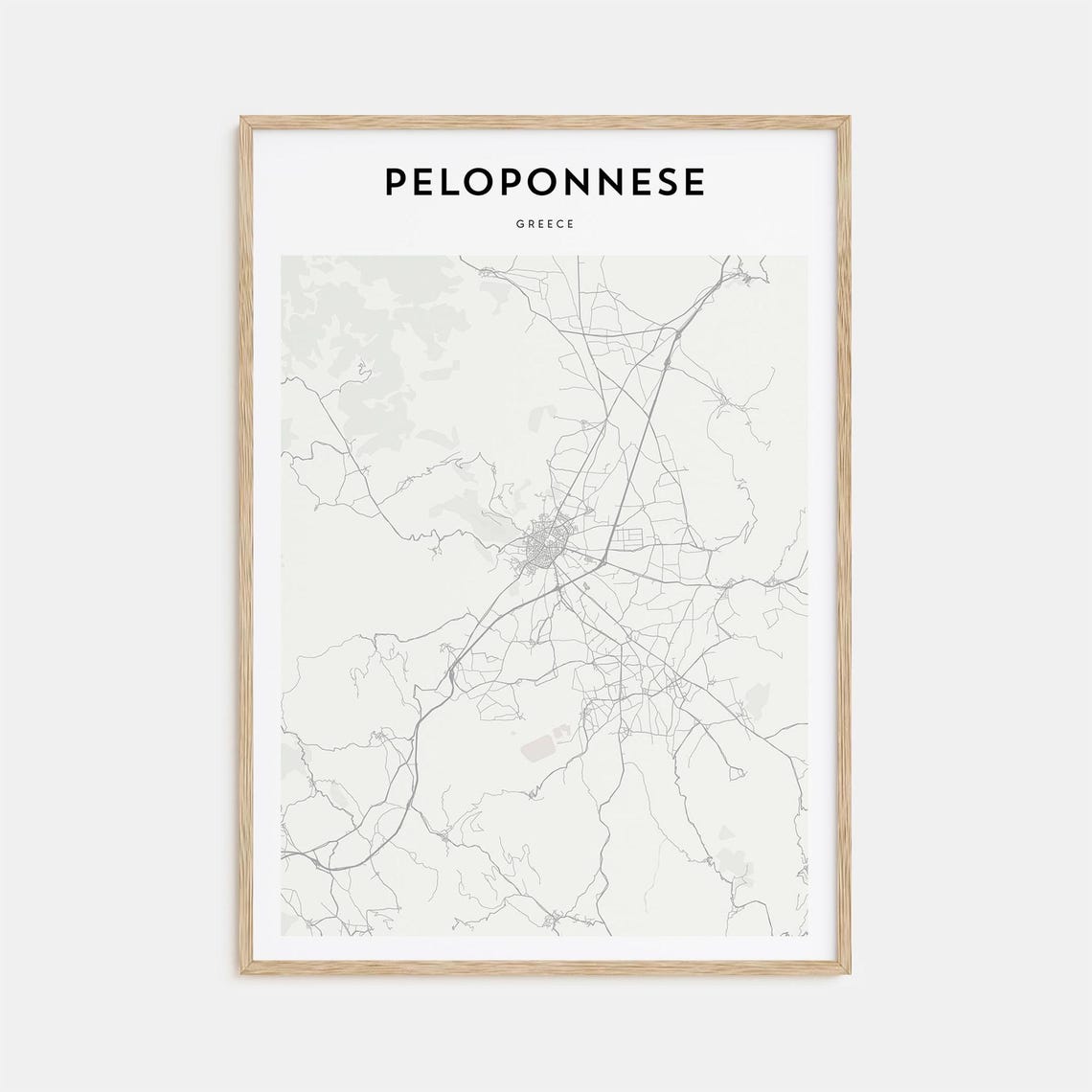 Peloponnese Greece Minimalist Region Map Modern Decor Art Poster