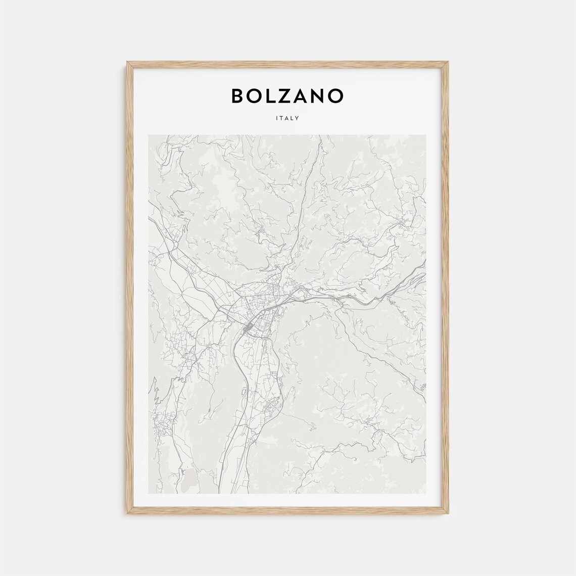 Bolzano Italy Alpine Foothills City Map Line Art Travel Poster