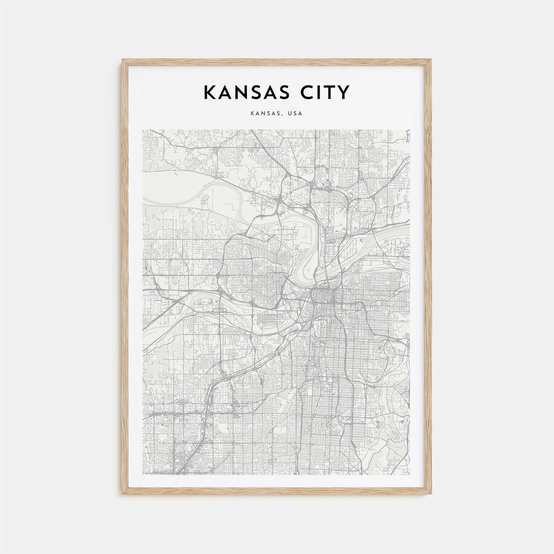 Kansas City Kansas USA Minimalist Street Map Line Art Poster