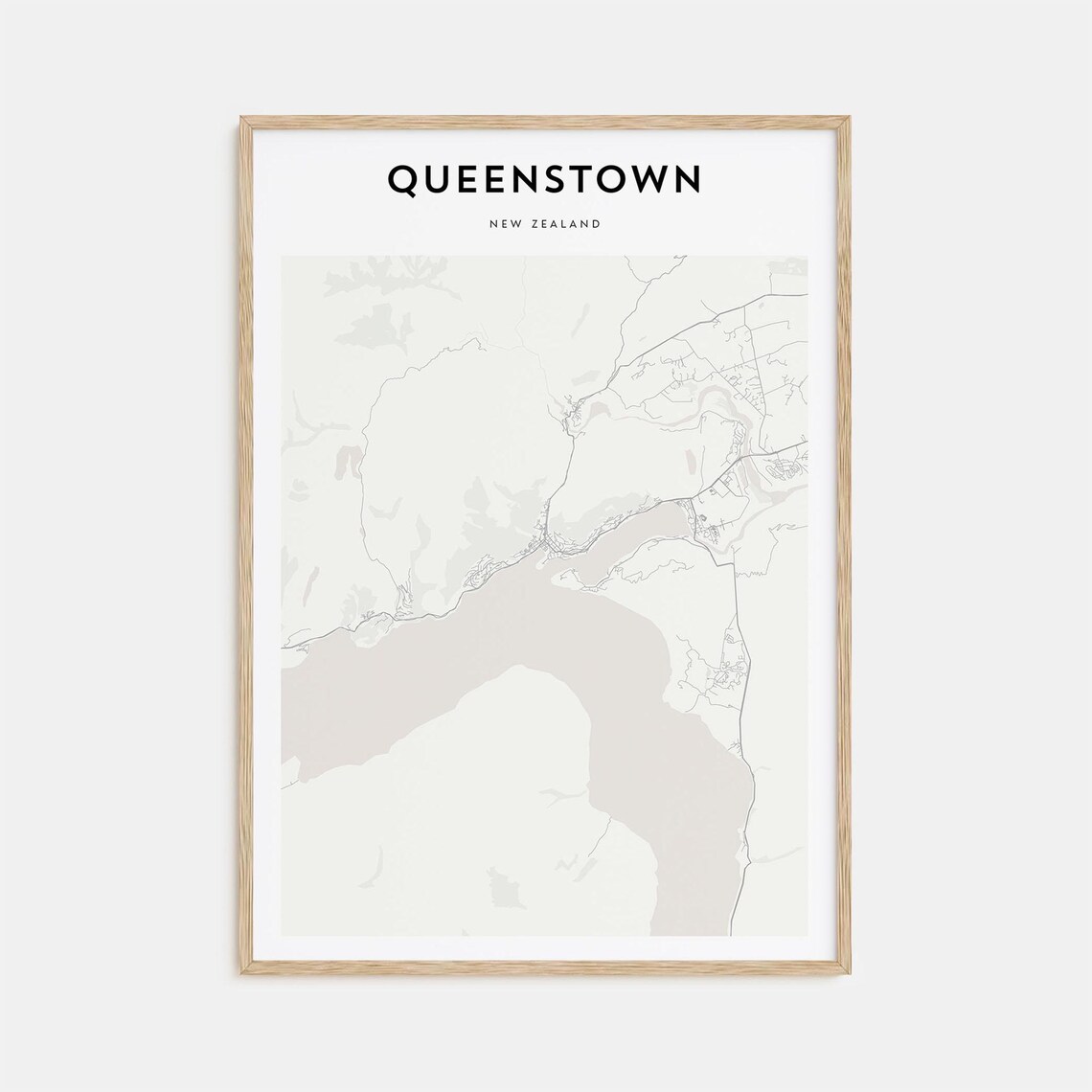 Queenstown New Zealand Modern Minimalist City Map Travel Poster