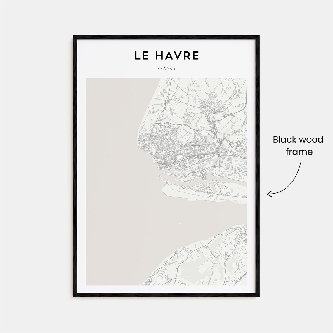 Le Havre France Harbor City Minimalist Beige Street Map Poster - Image 3