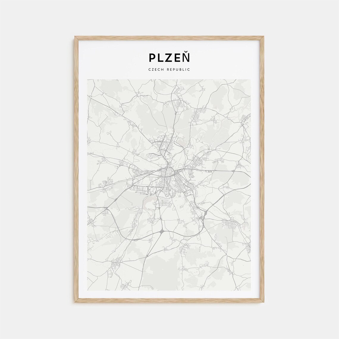 Plzeň Czech Republic Minimalist City Street Map Travel Poster