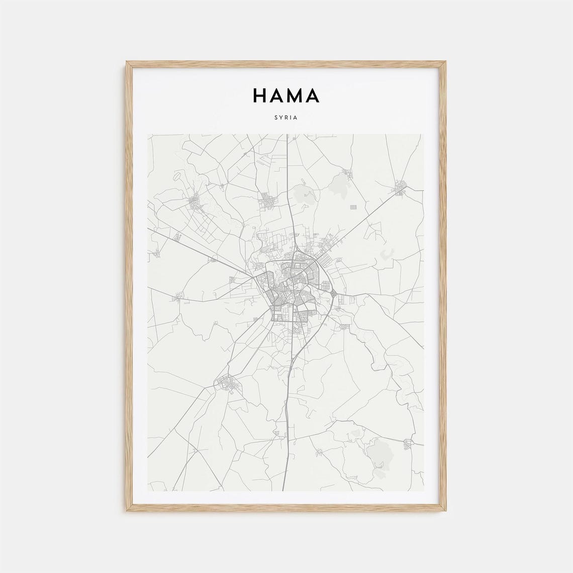 Historic Hama Syria Minimalist City Street Map Wall Decor Poster