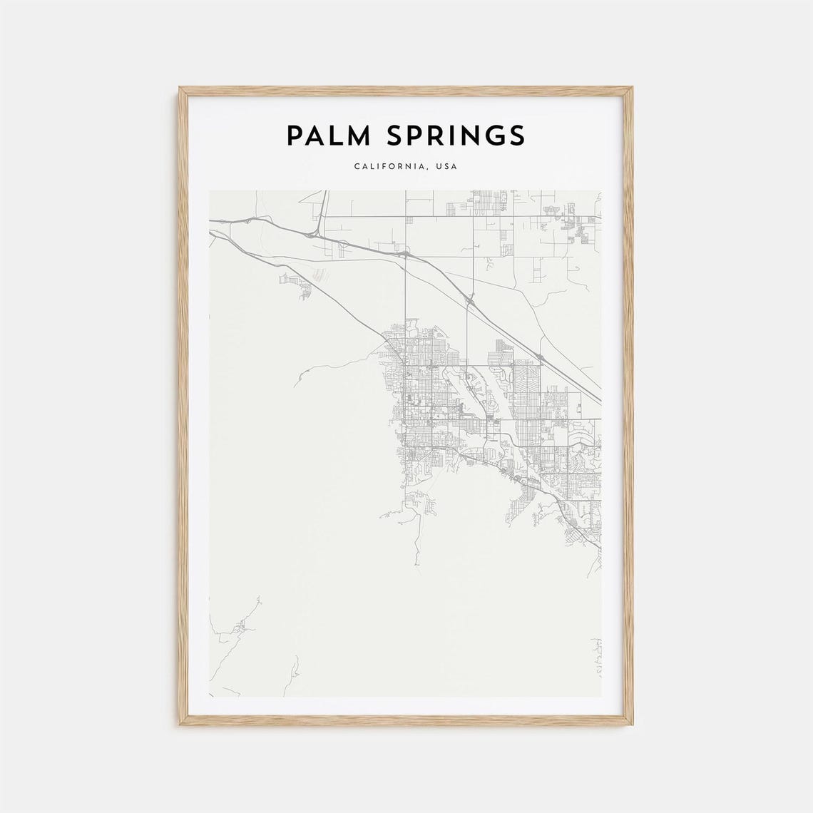Palm Springs California USA Minimalist Street Map Line Art Poster