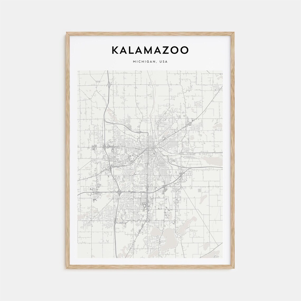 Kalamazoo Michigan USA Minimalist City Street Map Line Art Print