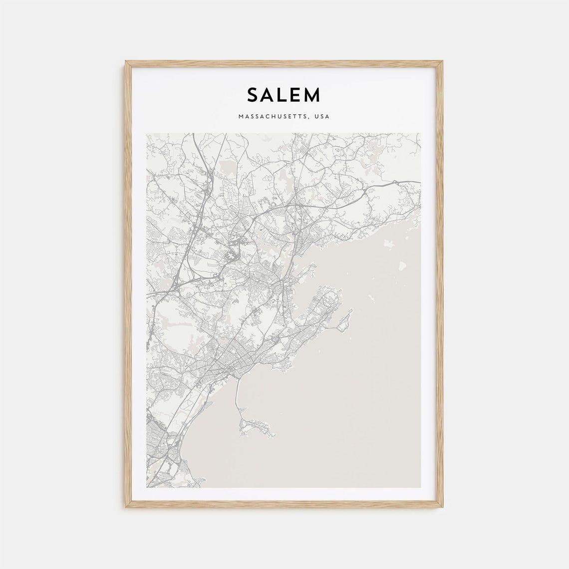 Salem Massachusetts Minimalist Street Map Historic Coastal Town Poster