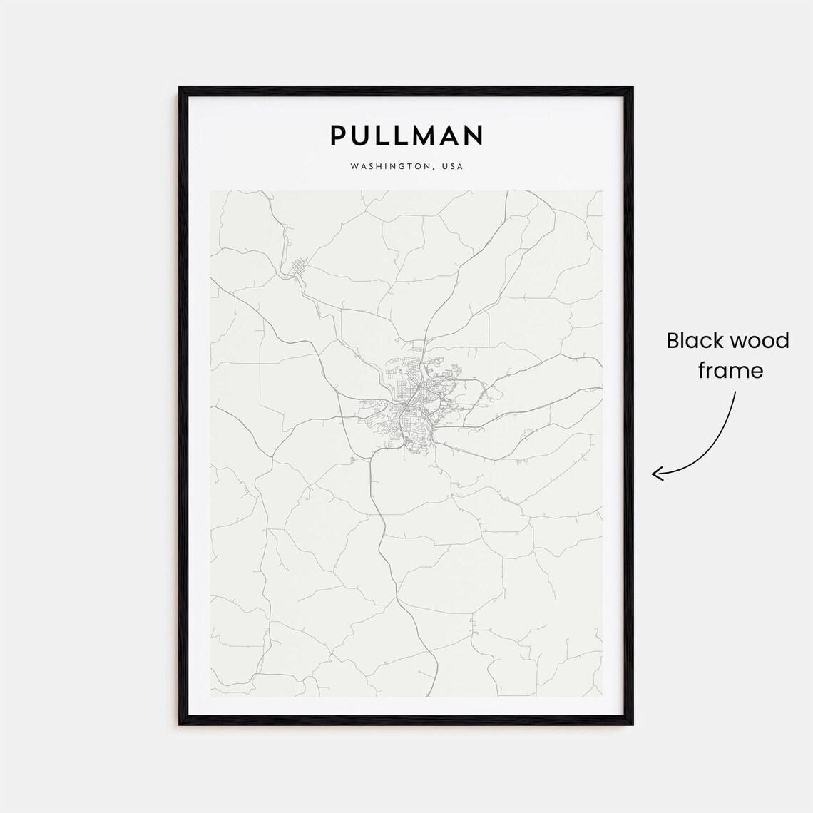 Pullman Washington USA Minimalist Modern City Map Street Art Poster - Image 3