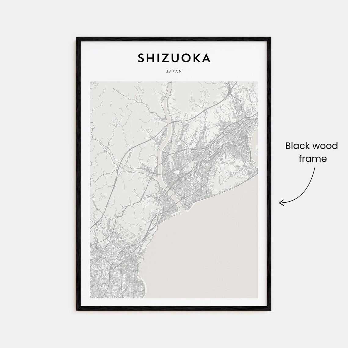 Shizuoka Japan Scandinavian Minimalist Coastal City Map Travel Poster - Image 3