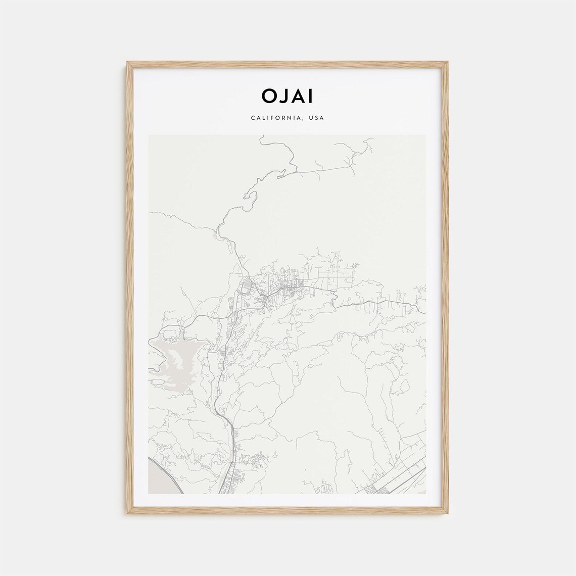 Ojai California Minimalist Street Map City Travel Art Poster