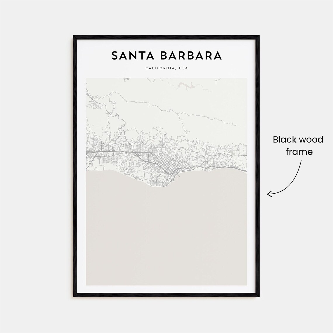 Santa Barbara California USA Minimalist Street Map Line Art Poster - Image 3