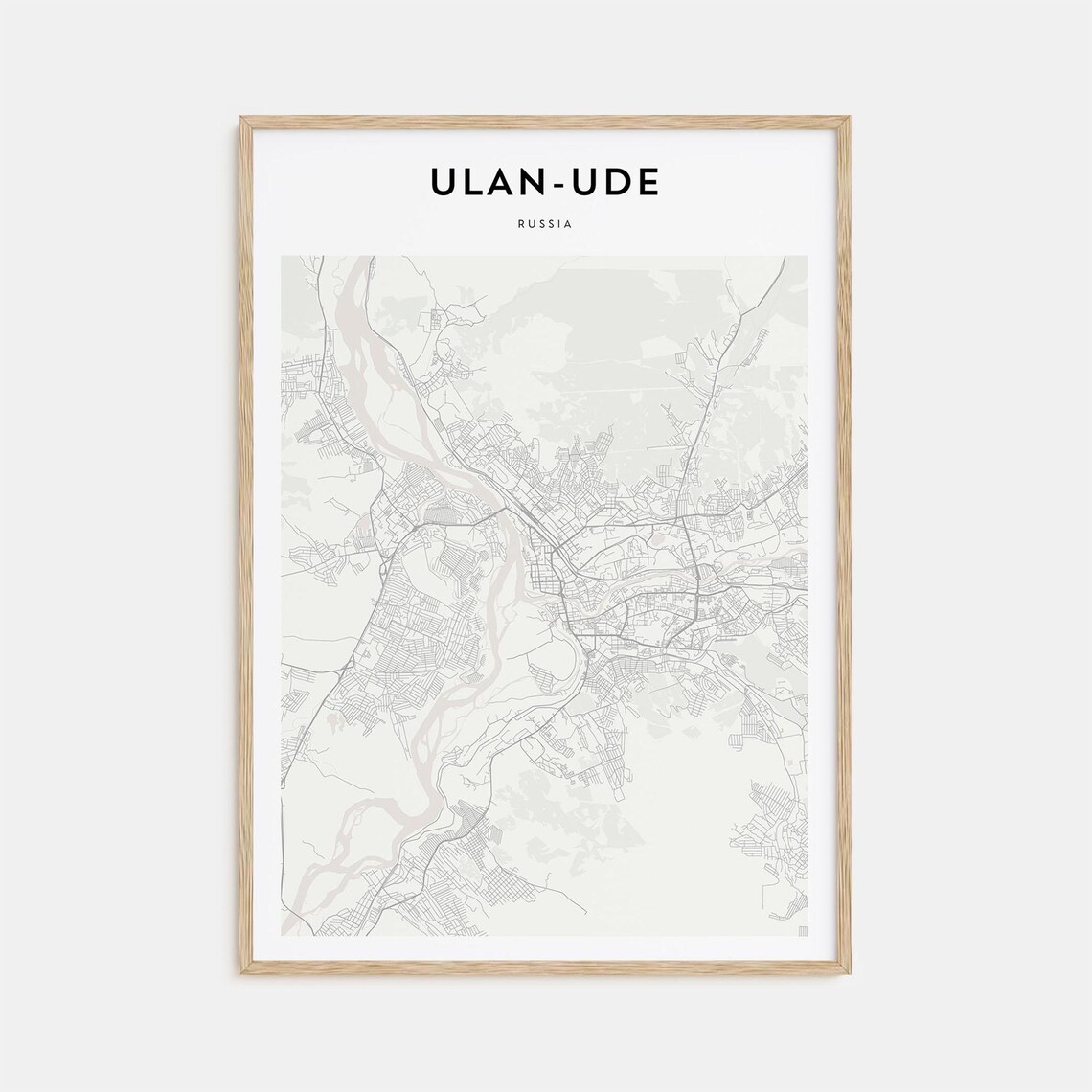 Ulan-Ude Russia Minimalist City Street Map Art Travel Poster