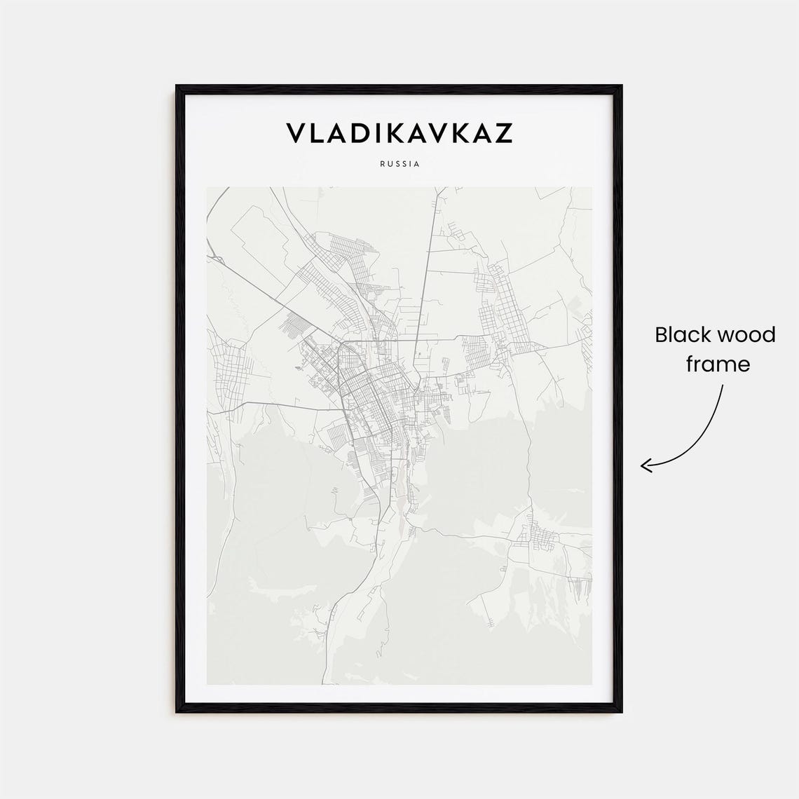 Vladikavkaz Russia Elegant Minimalist City Street Map Poster - Image 3