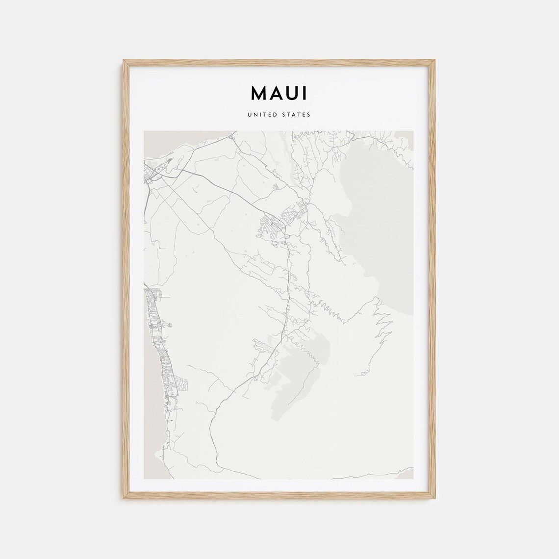 Maui United States Island Minimalist Map Poster with Bold Typography