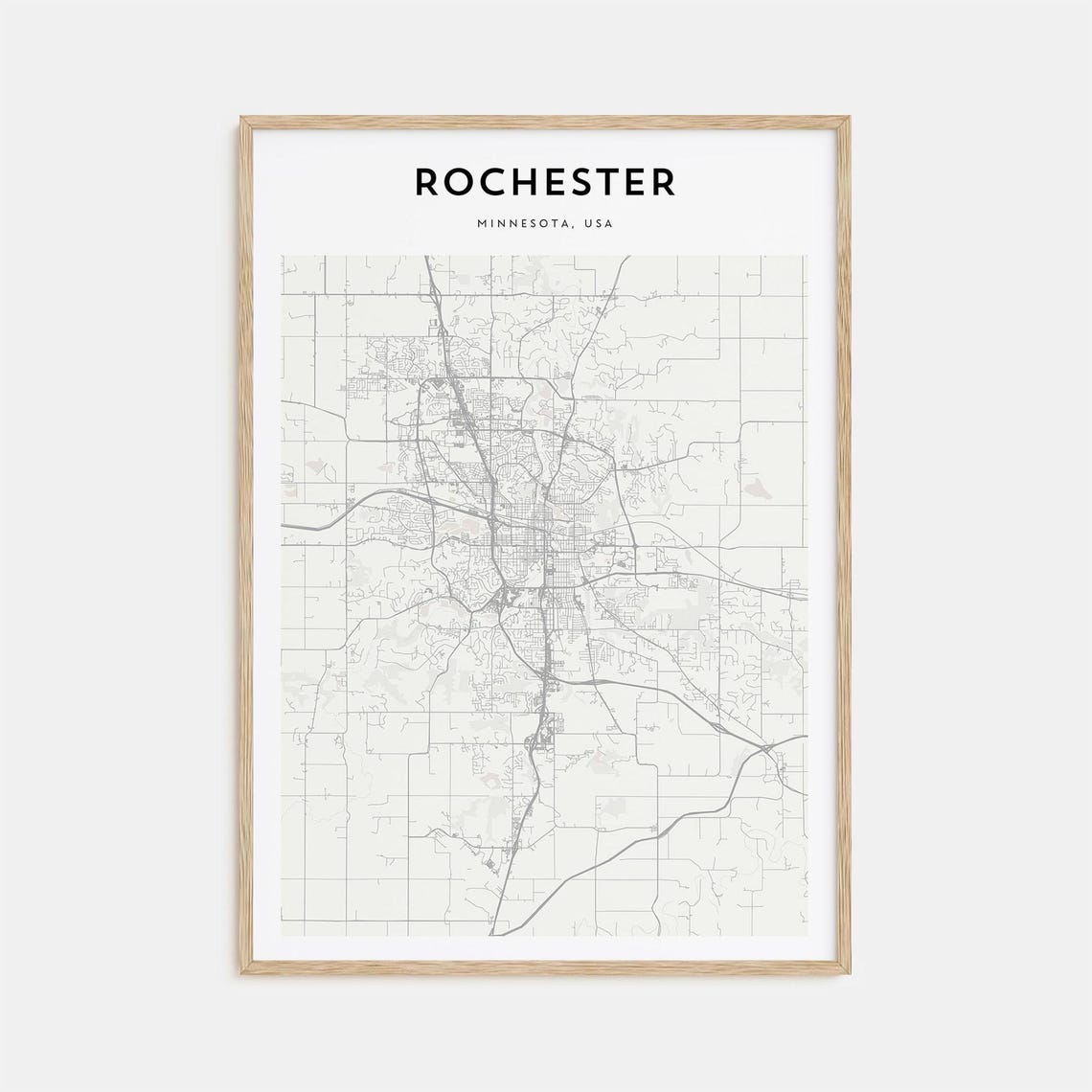Rochester Minnesota Minimalist Street Map Midwestern City Poster