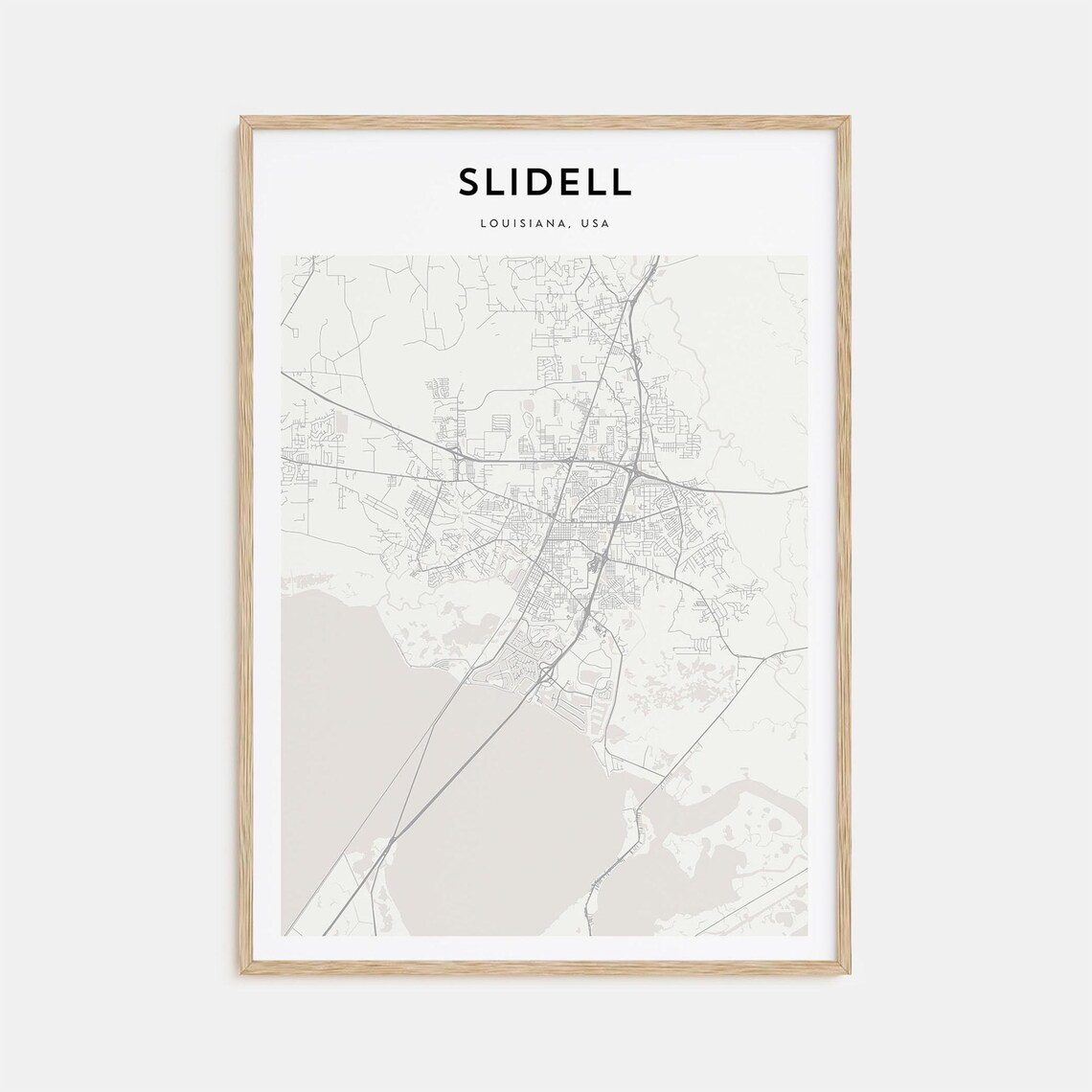 Slidell Louisiana USA Minimal City Street Map Black White Poster