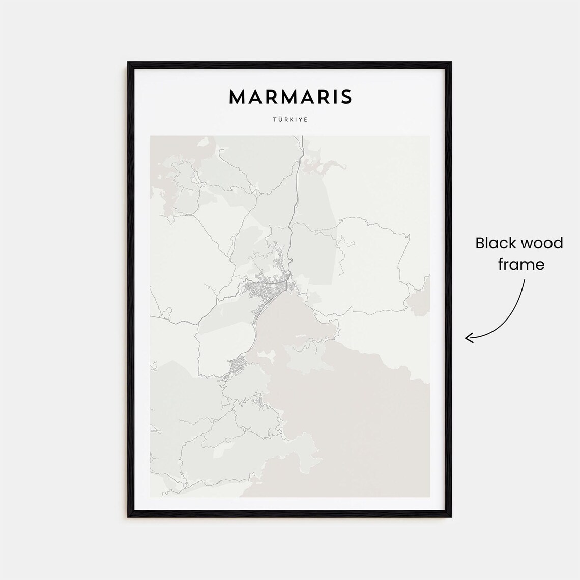 Marmaris Turkiye Harbor Coast Beige Minimalist Map Art Poster - Image 3