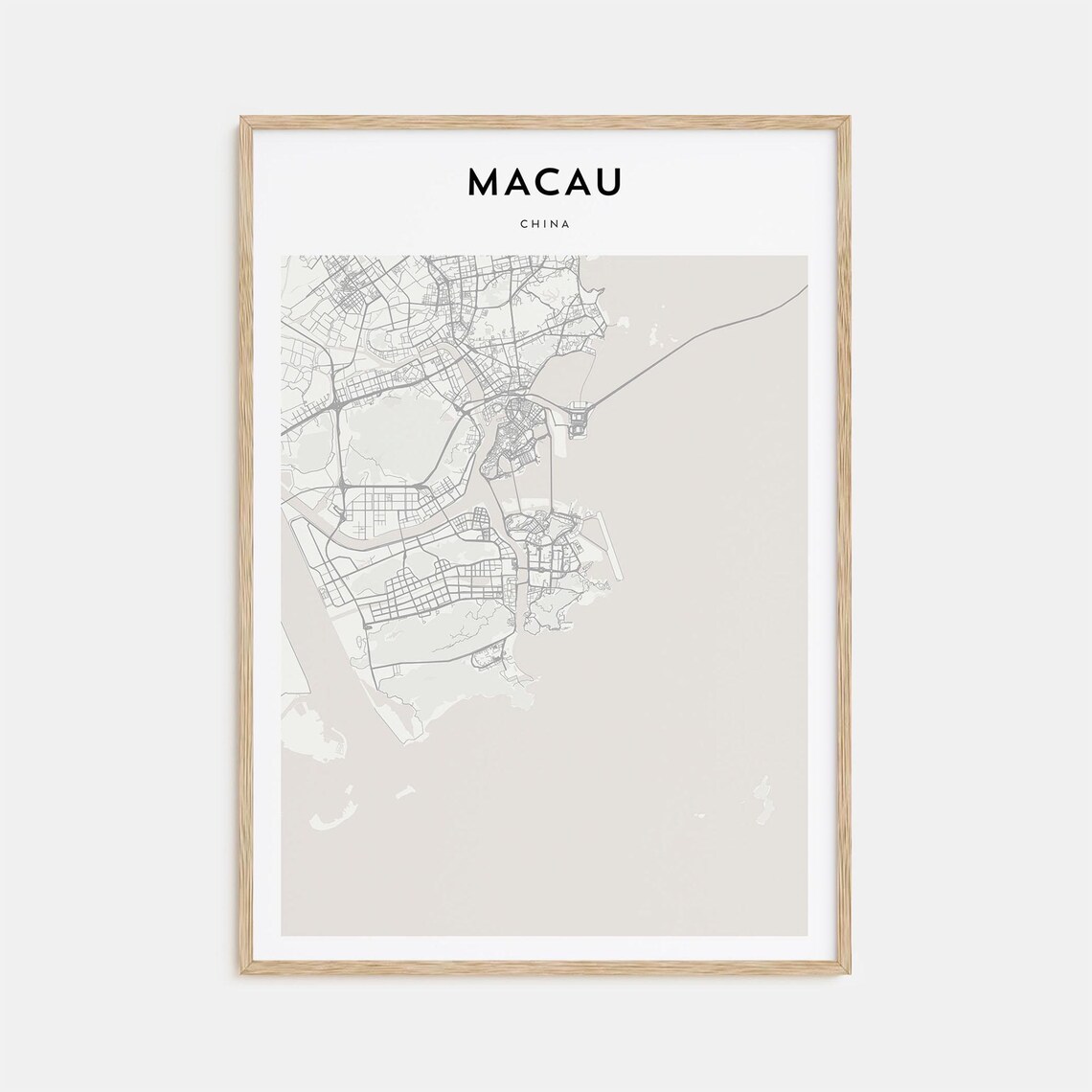 Macau China Minimalist City Map Travel Poster for Home and Office Gift