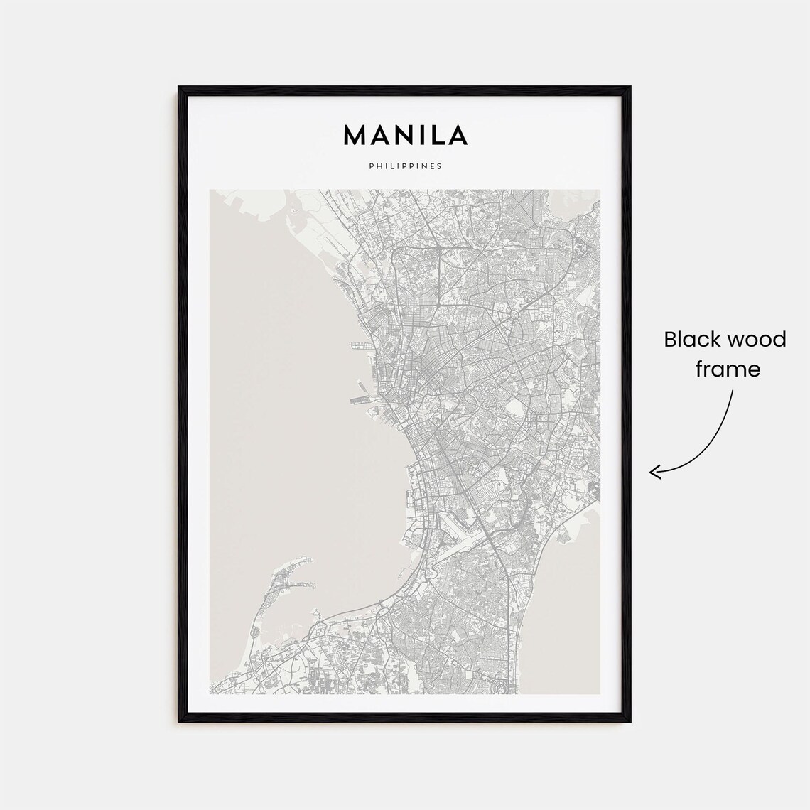 Manila Philippines Minimalist Detailed City Map Street Grid Poster - Image 3