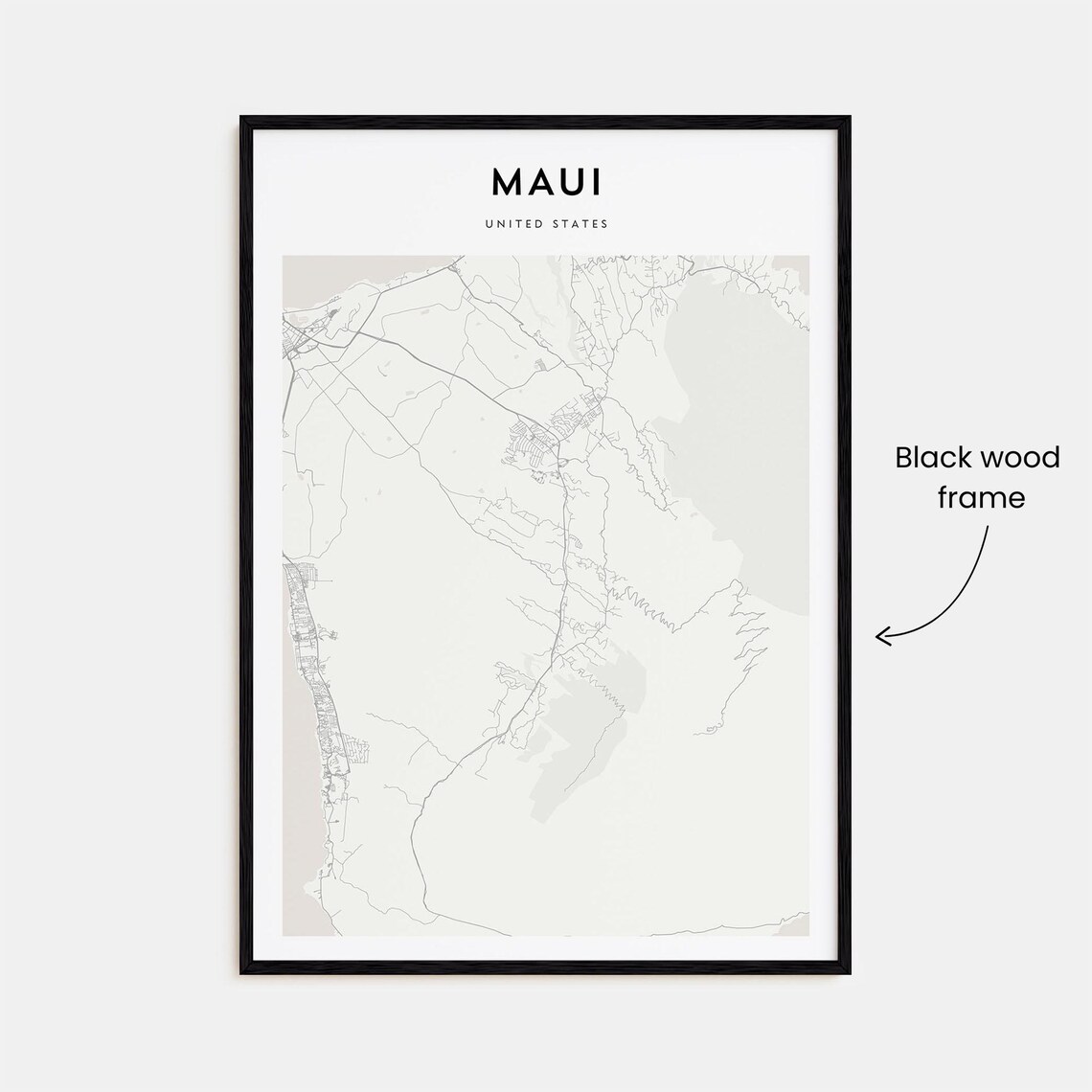 Maui United States Island Minimalist Map Poster with Bold Typography - Image 3