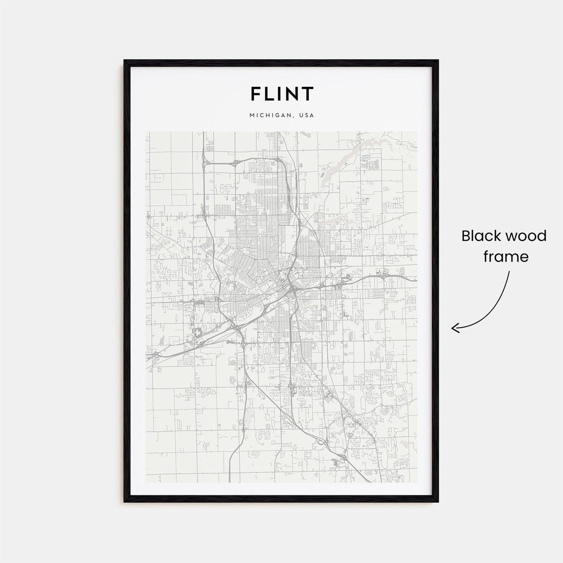 Flint Michigan Minimalist City Street Map Poster Modern Wall Decor - Image 3