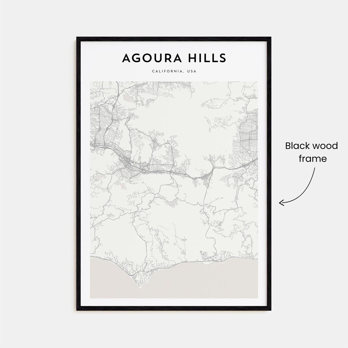Agoura Hills California USA Street Map Minimalist Modern Poster - Image 3
