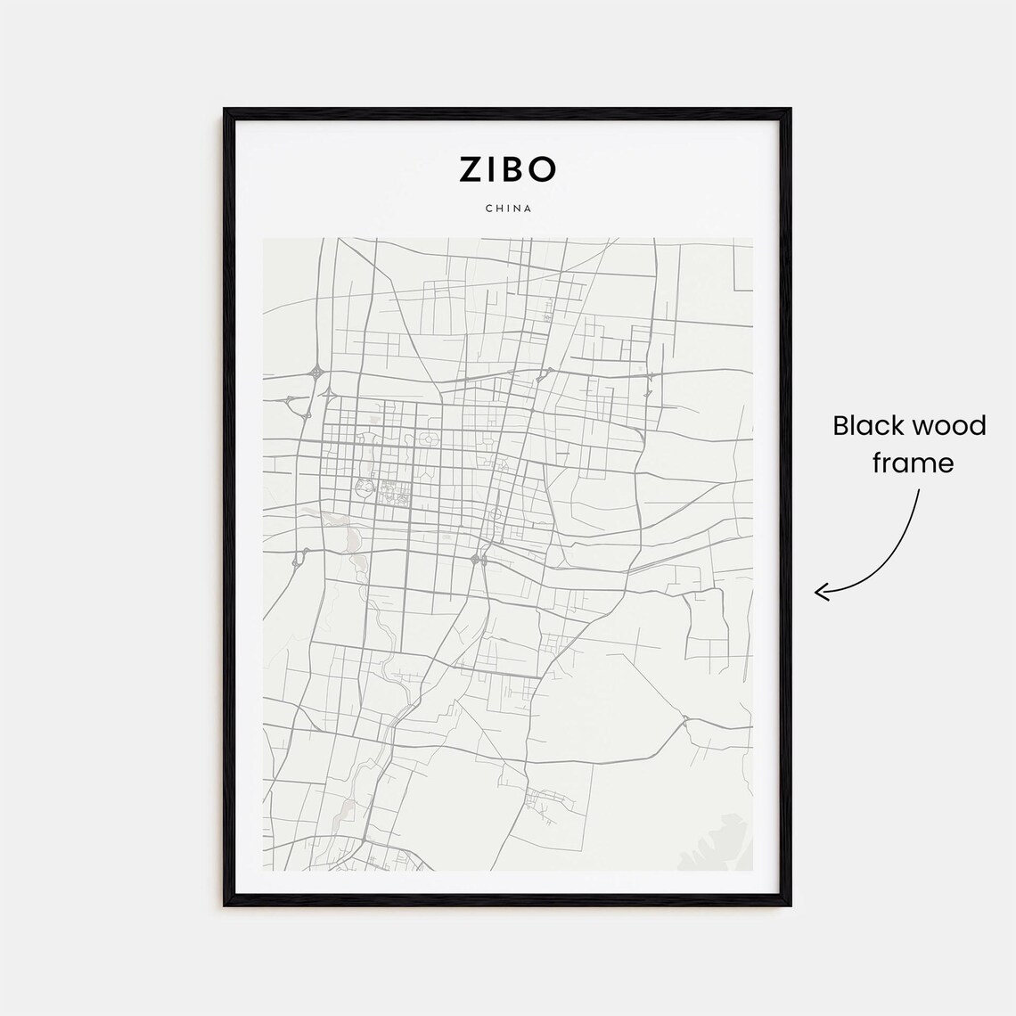 Zibo China Shandong Minimalist City Street Map Modern Decor Poster - Image 3