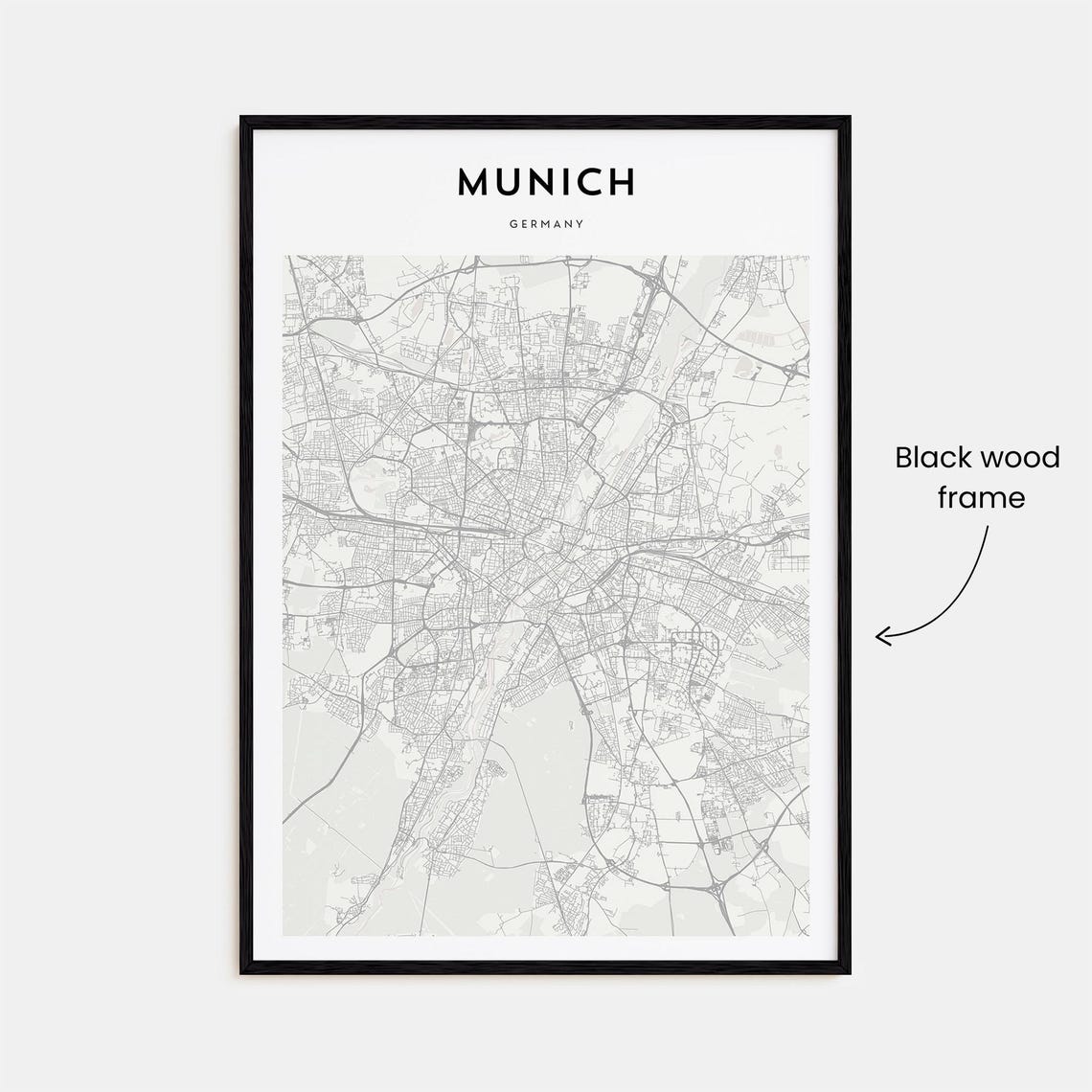 Munich Germany Minimalist Black White City Map Street Poster Gift - Image 3