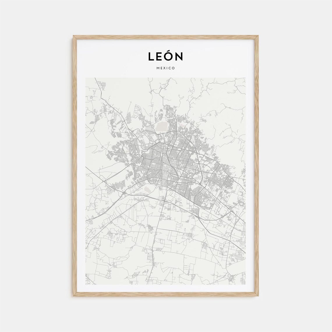León Mexico Minimalist Street Map Poster For Modern Travel Decor