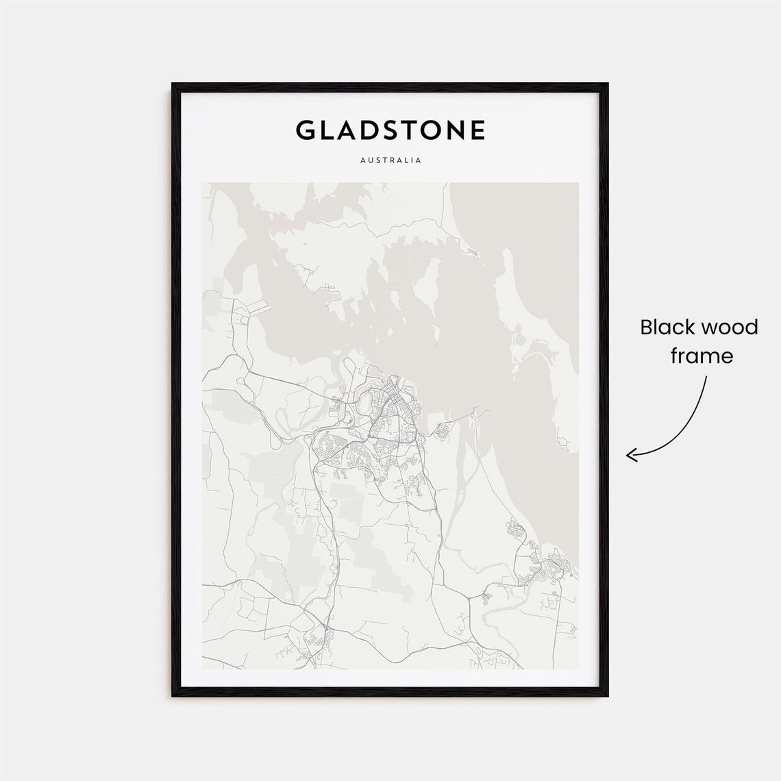Gladstone Australia Coastal Minimalist Beige Street Map Poster Art - Image 3