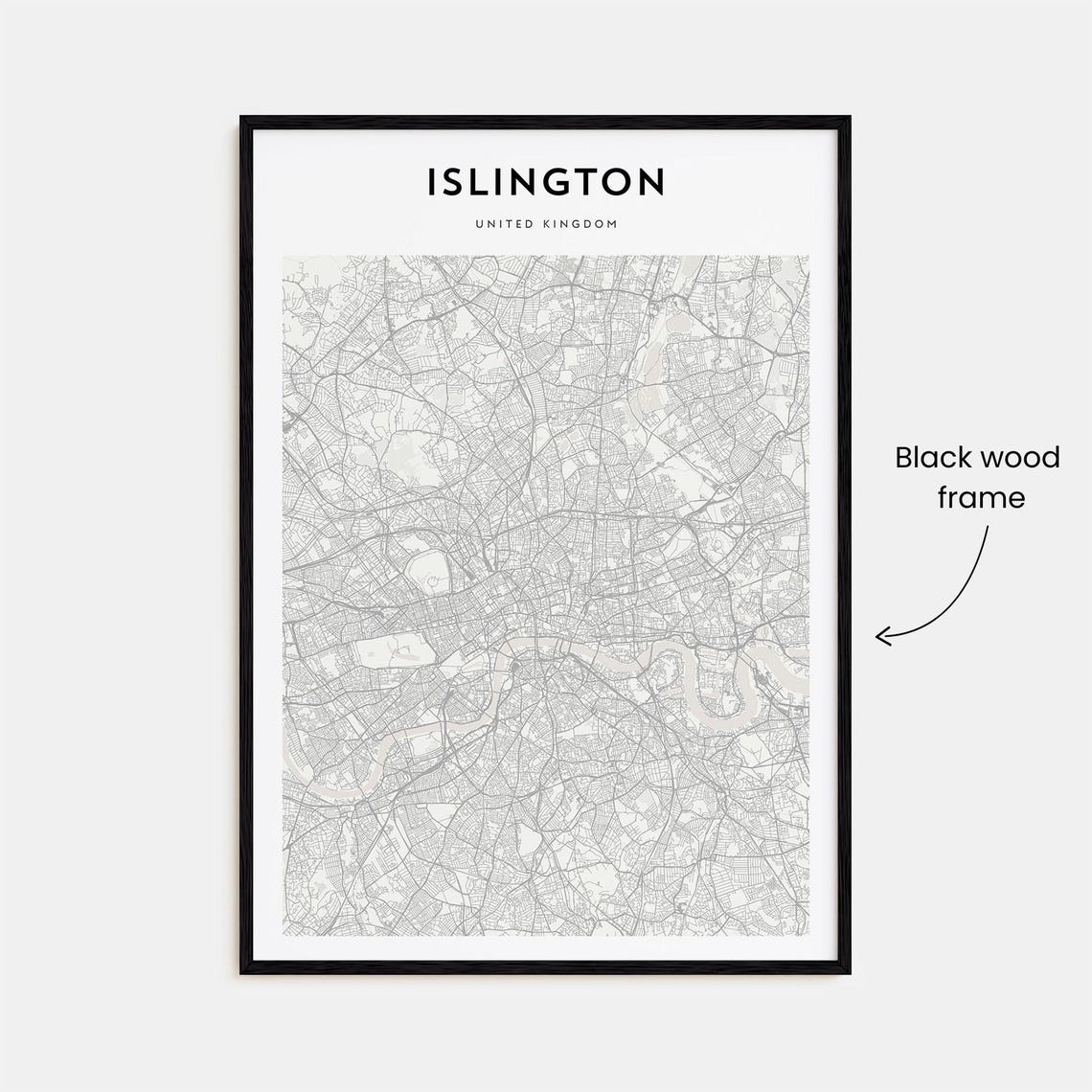 Minimalist Islington United Kingdom City Street Map Poster Decor - Image 3