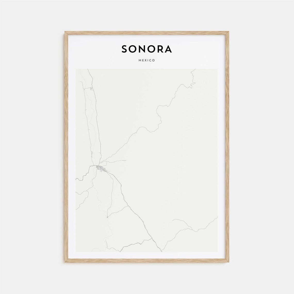 Sonora Mexico Scandinavian Minimalist Street Map Travel Poster