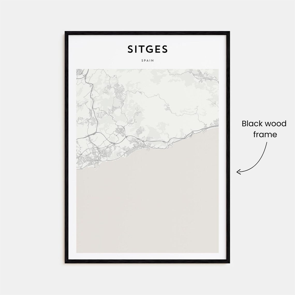 Sitges Spain Scandinavian Minimalist Coast Map Travel Poster - Image 3