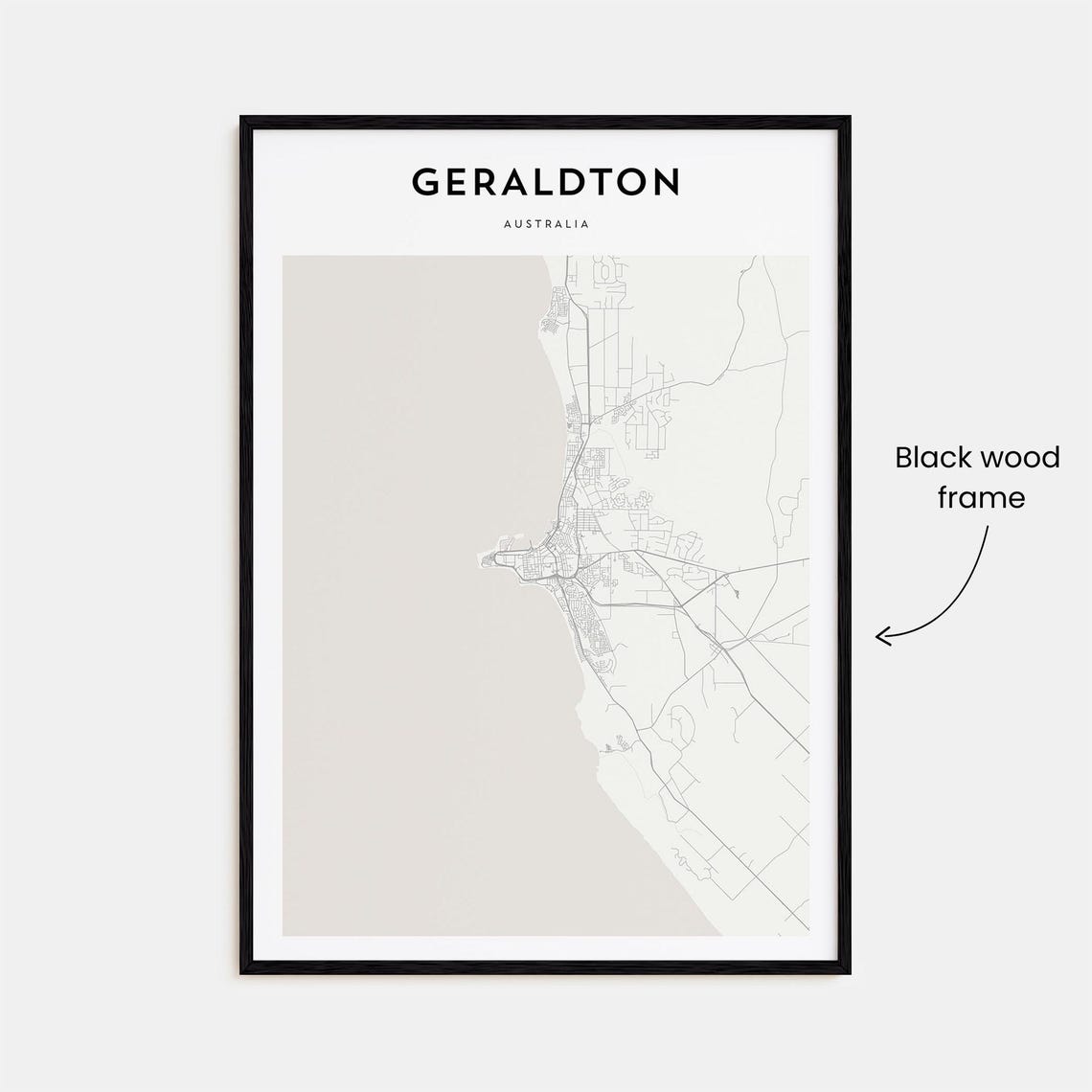 Geraldton Australia Coastal Minimalist Beige Street Map Poster Art - Image 3