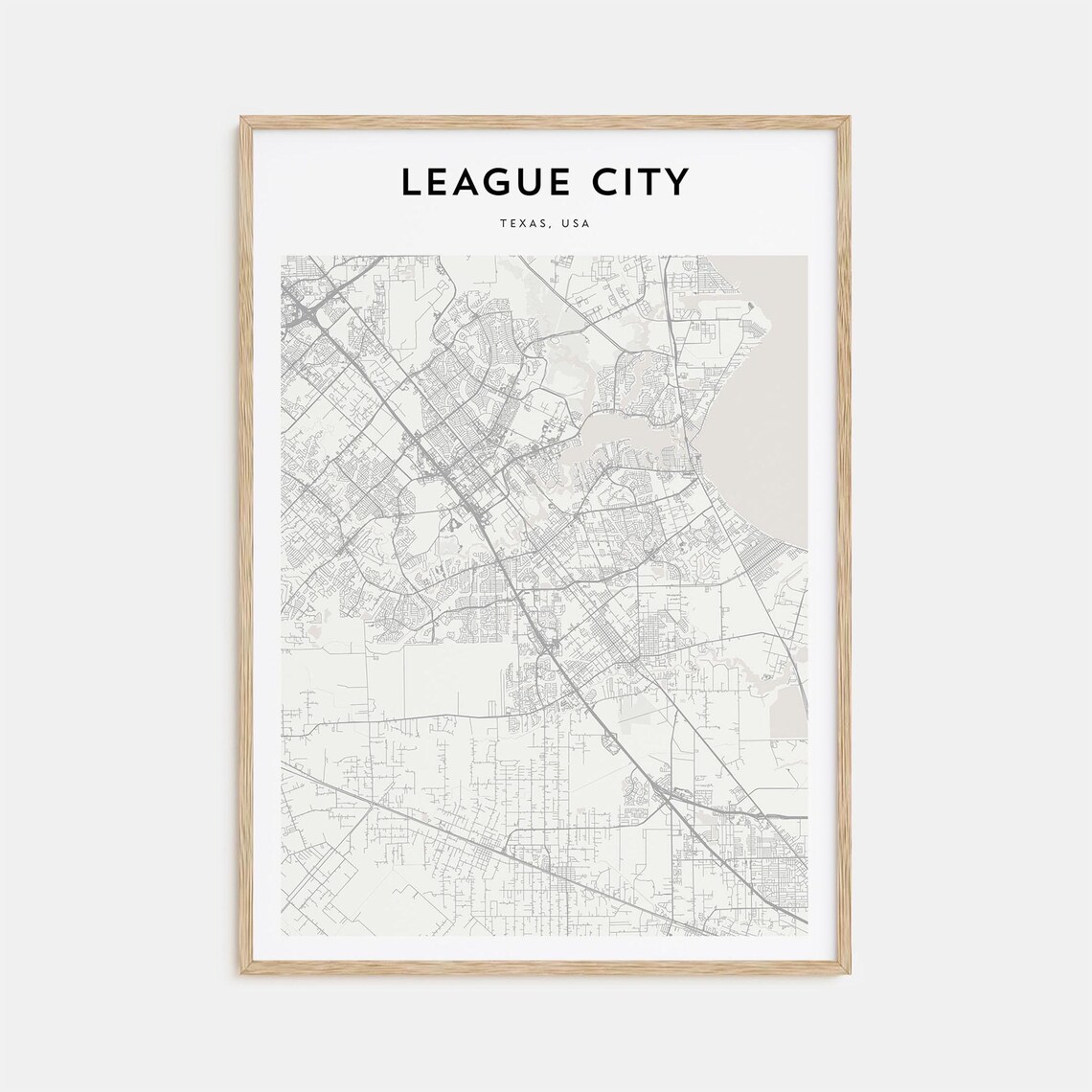League City Texas USA City Street Map Minimalist Line Art Poster